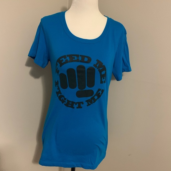 FEED ME 👊🏻 FIGHT ME Blue T-shirt - Picture 2 of 5